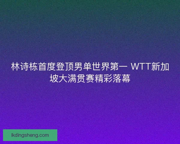 林诗栋首度登顶男单世界第一 WTT新加坡大满贯赛精彩落幕